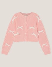 Bow Knit Cardigan, Pink (PINK), large