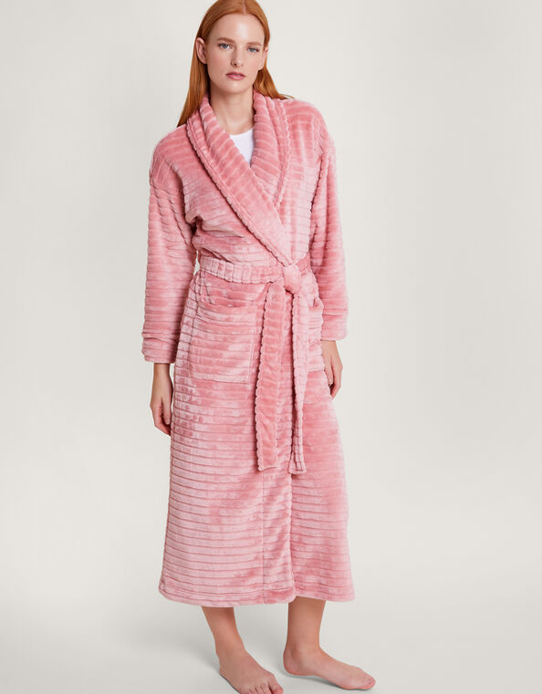 Stripe Textured Dressing Gown, Pink (ROSE), large