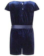 Shimmer Velvet Playsuit, Blue (NAVY), large