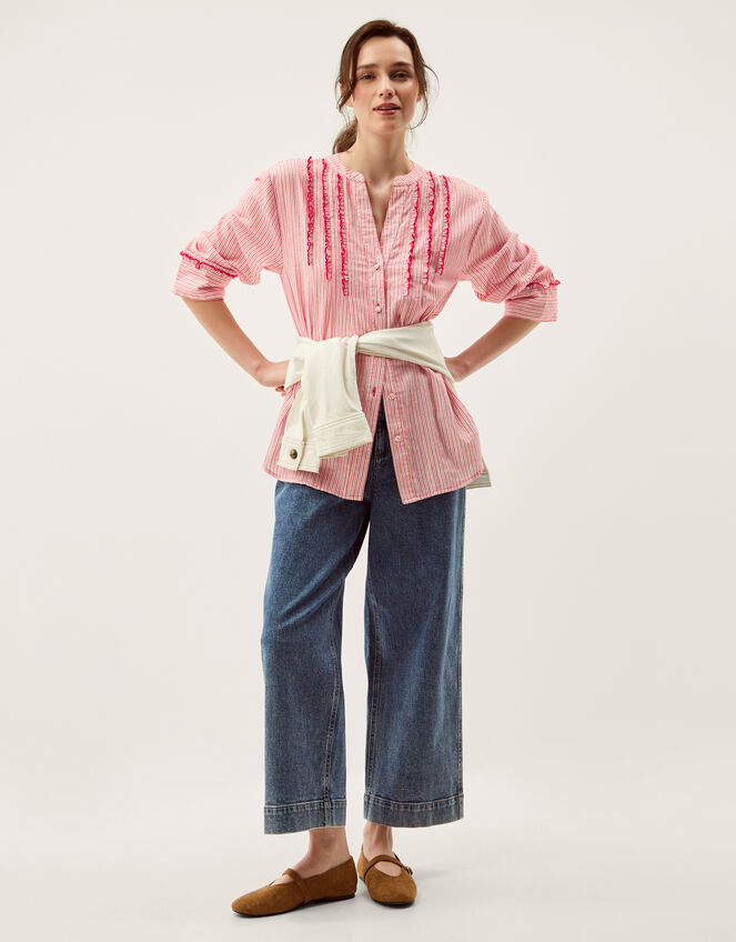 Ceres Frill Stripe Shirt, Red (RED), large