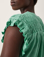 Evelyn Sleeveless Smocked Top, SEA GREEN, large
