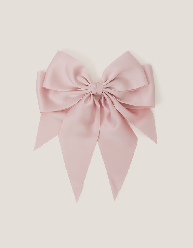 Long Tiered Satin Bow Hair Clip, , large