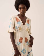 East Odeline Embroidered Dobby Maxi Dress, Ivory (IVORY), large