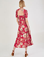 Bex Sequin Floral Wrap Dress in Sustainable Viscose, Red (RED), large