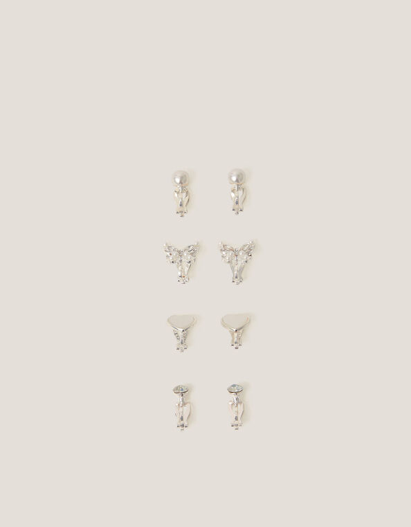 4-Pack Bridesmaid Pearl Clip-On Earrings, , large