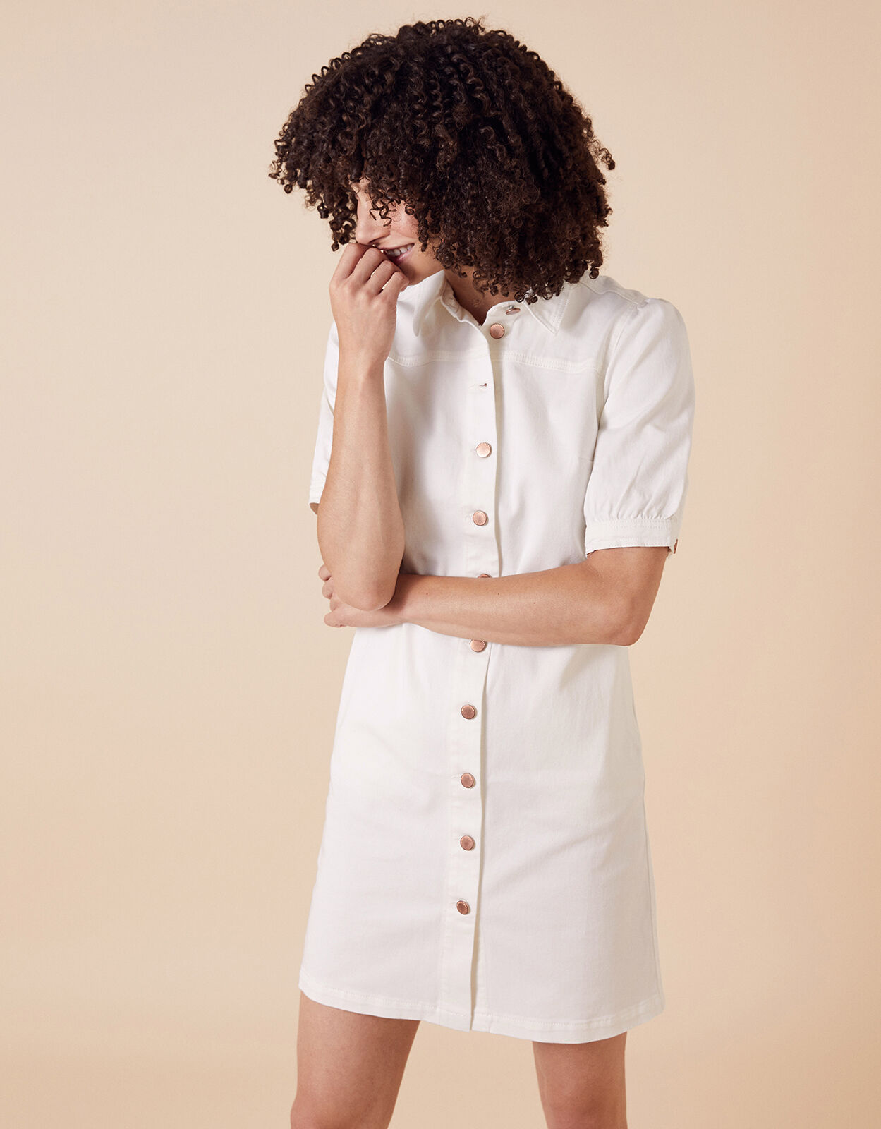 Denim Shirt Dress in Recycled Cotton Ivory Day Dresses Monsoon