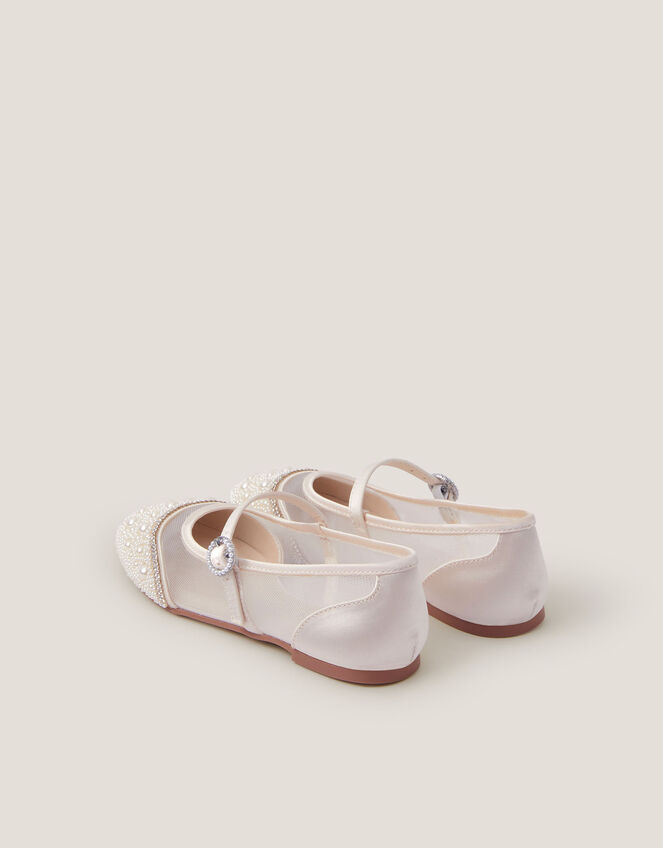 Pearl Mesh Ballet Flats, Ivory (IVORY), large