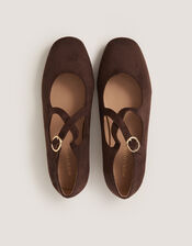 Dana Faux Suede Mary Jane Ballet Flats, Brown (CHOCOLATE), large