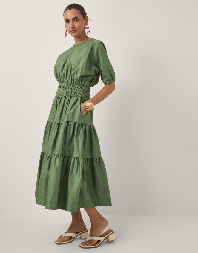 Devotion Twins Geraros Tiered Midi Dress, Green (GREEN), large