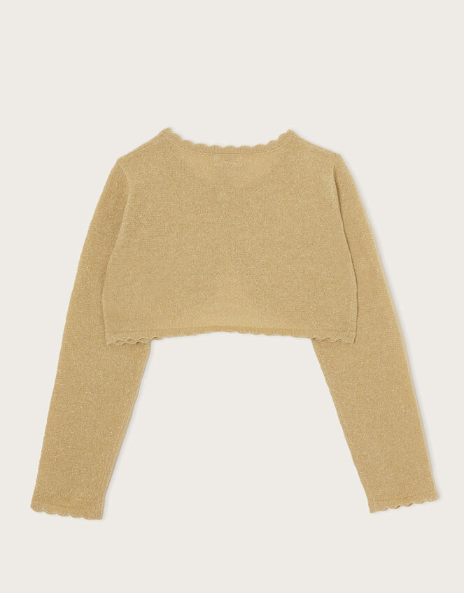Maeve Sparkle Scallop Cardigan, Gold (GOLD), large