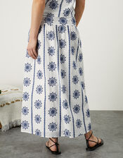 Embroidered Midi Skirt with Sustainable Cotton, Blue (BLUE), large