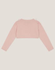 Ottilie Appliqu&eacute; Rose Pearl Cardigan, Pink (DUSKY PINK), large
