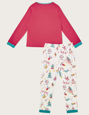 Christmas Glitter Sleigh Pyjama Set, Red (RED), large