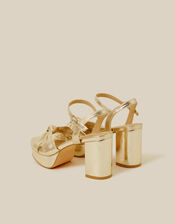 Metallic Twist Knot Platform Heels, Gold (GOLD), large