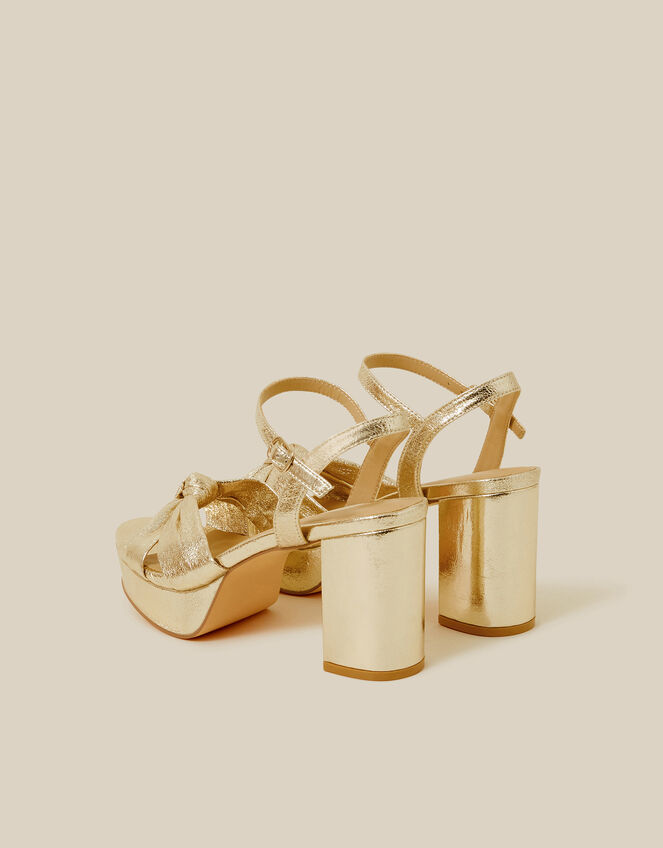 Metallic Twist Knot Platform Heels, Gold (GOLD), large