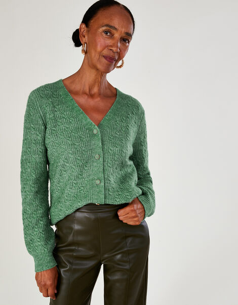 Super-Soft Cable Knit Cardigan Green, Green (GREEN), large