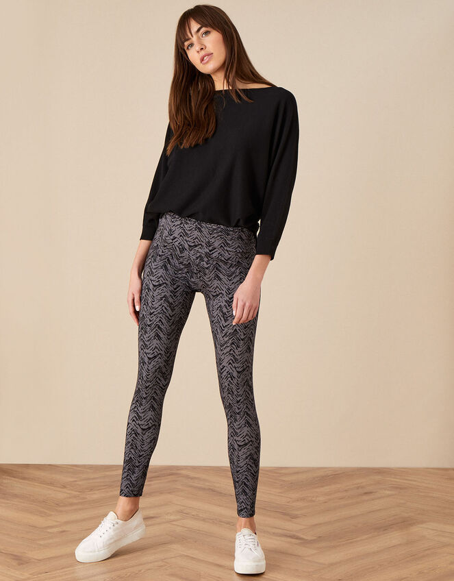 Jersey Print Leggings, Grey (GREY), large