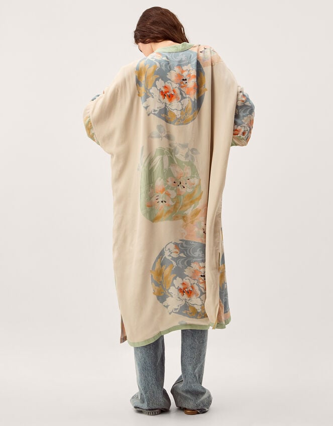 Clemence Amelie Floral Long Kimono, Cream (CREAM), large