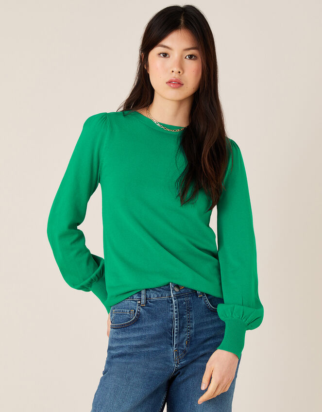 Button-Back Jumper with LENZING™ ECOVERO™, Green (GREEN), large