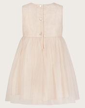 Baby Darcie 3D Flower Glitter Tulle Dress, Gold (GOLD), large