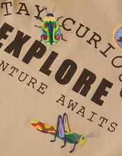 Explore Graphic Long Sleeve T-Shirt, Camel (BEIGE), large