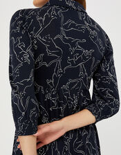 Reema Tiger Print Jersey Shirt Dress, Blue (NAVY), large