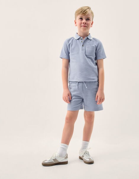 Jersey Polo Shirt & Shorts Set, Blue (BLUE), large