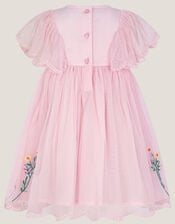 Baby Floral Embroidered Tulle Dress, Pink (PINK), large