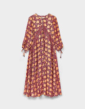 East Zinnia Floral Print Lightweight Dress, Red (BERRY), large