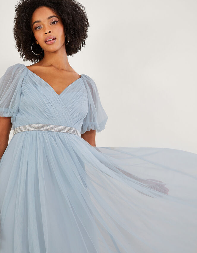 Meghan Mesh Maxi Dress in Recycled Polyester, CLOUD, large