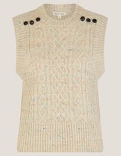 Carly Cable Knit Vest, Grey (LIGHT GREY), large