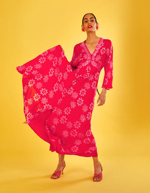 Diana Batik Print Dress in Sustainable Viscose, Orange (ORANGE), large