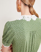 Clea Spot Jersey Midi Dress, Green (GREEN), large