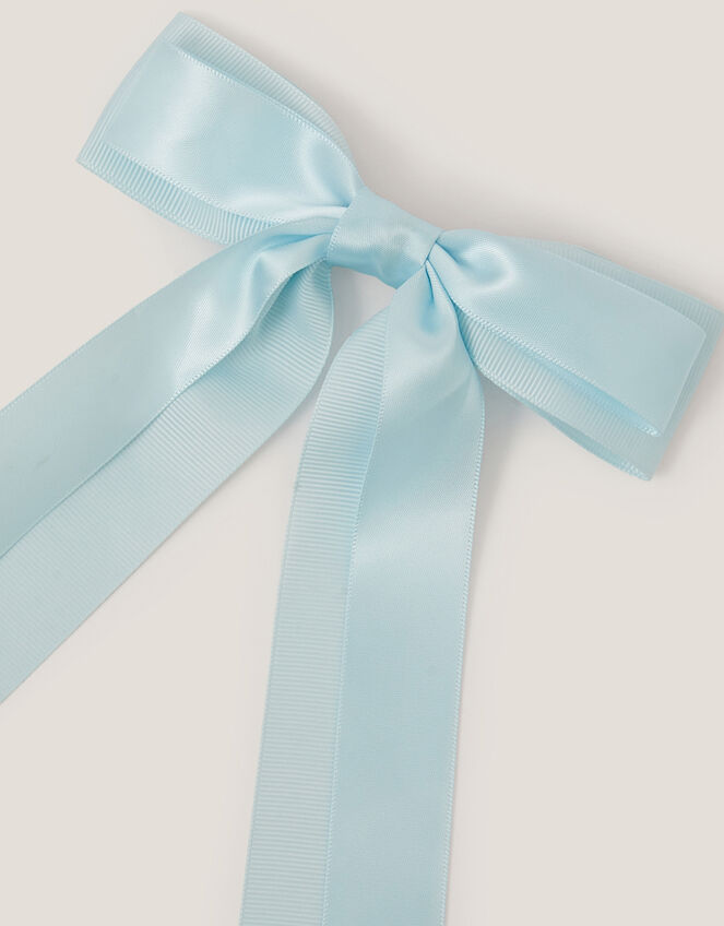 Ribbon Long Bow Hair Clip, Blue (PALE BLUE), large