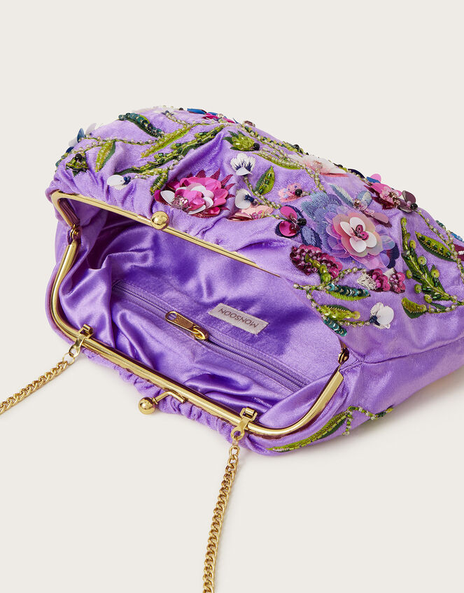 3D Floral Clasp Clutch Bag, , large