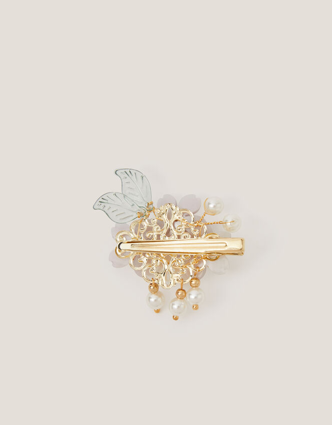 Flower Pearl Cluster Hair Clip, , large