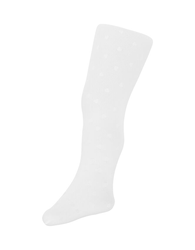 Baby Glitter Heart Tights, White (WHITE), large