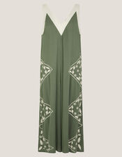 Rhea Embroidered Culotte Romper, Green (KHAKI), large
