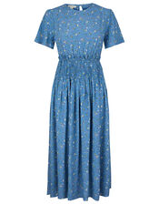 Ditsy Floral Midi Dress with LENZING™ ECOVERO™, Blue (BLUE), large