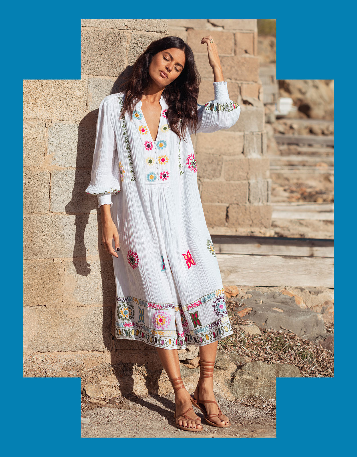 Embroidered sun dress sale
