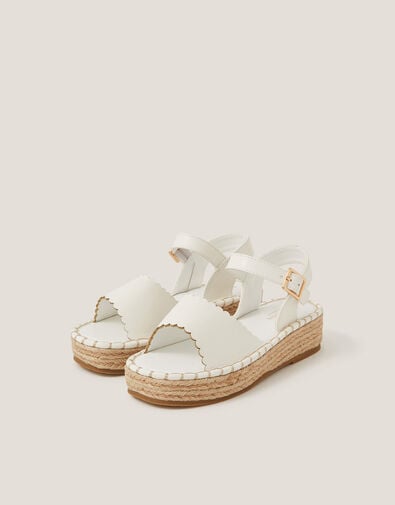 Scallop Espadrille Sandals, White (WHITE), large