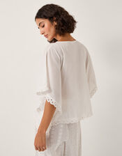Aija Cutwork Boxy Blouse, White (WHITE), large