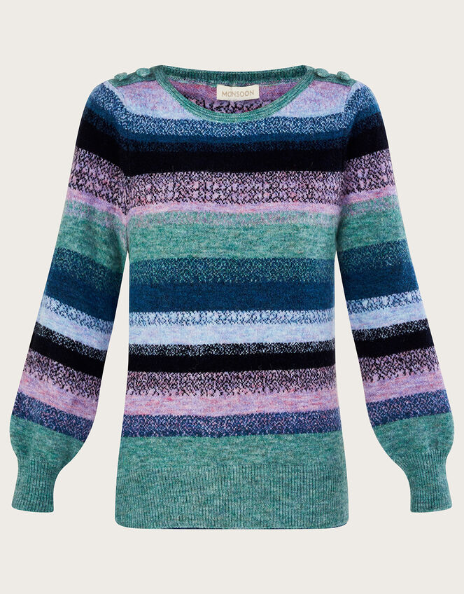 Ombre Stripe Jumper with Recycled Polyester, Green (GREEN), large