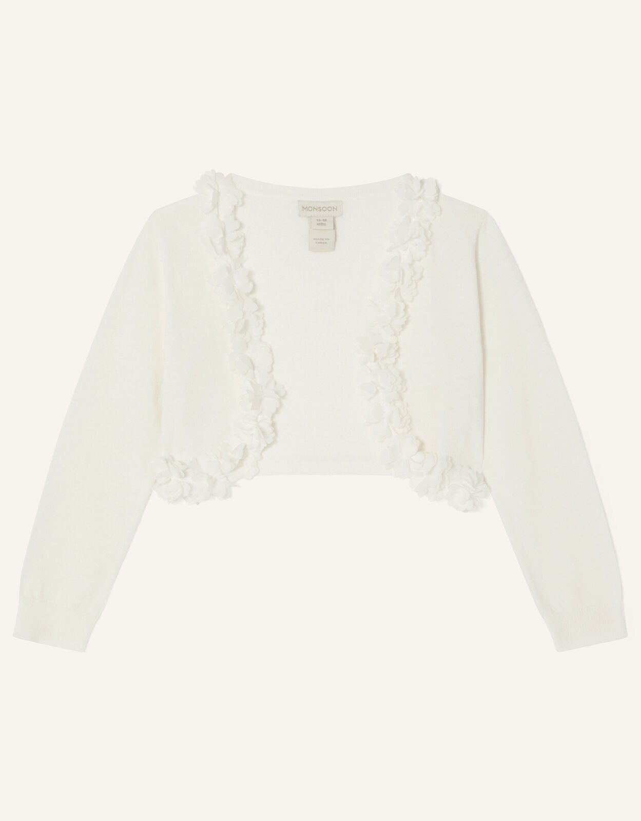 Flora 3D Flower Cardigan Ivory Girls Cardigans Monsoon Global