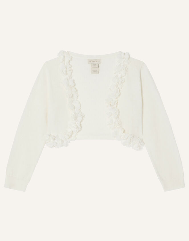 Flora 3D Flower Cardigan, Ivory (IVORY), large
