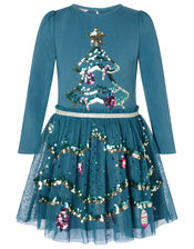 XMAS Sequin Tree Disco Dress, Teal (TEAL), large