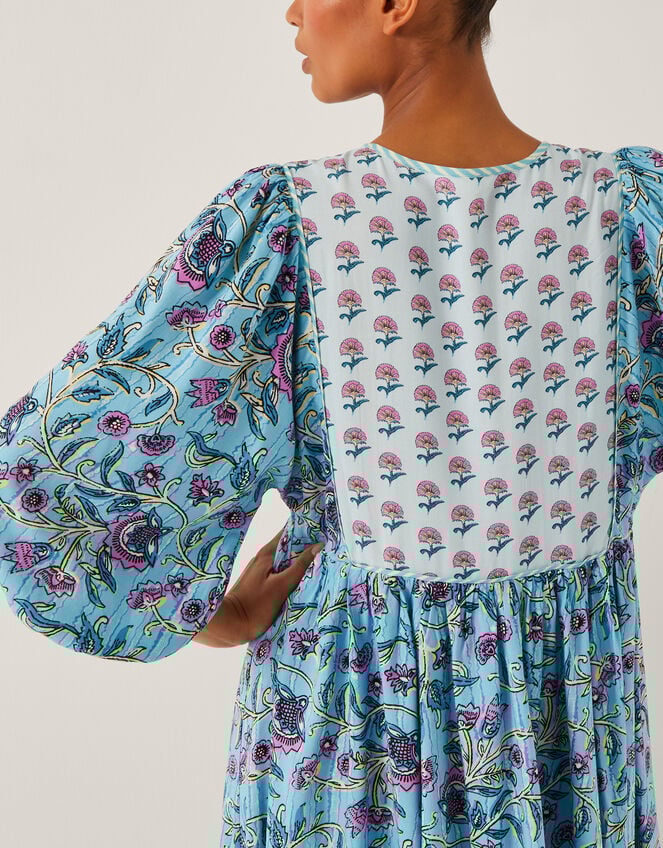 Aine Floral Print Mini Dress, Blue (BLUE), large