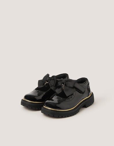 Patent Mary Jane Brogue School Shoes, Black (BLACK), large