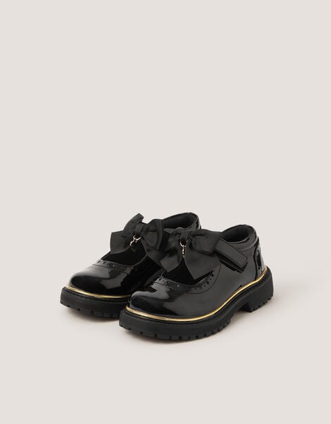 Patent Mary Jane Brogue School Shoes, Black (BLACK), large