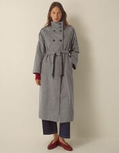 Elise Funnel Neck Wool Blend Coat, Grey (GREY), large